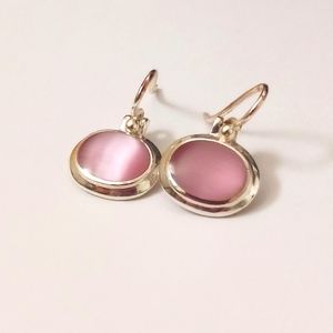 [SOLD!] Sterling Silver Pink Gem Drop Earrings
